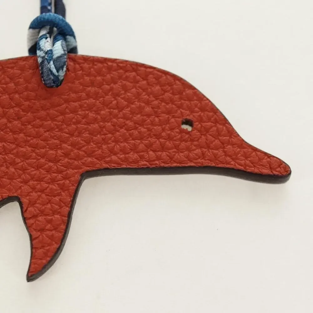 Hermes Petit H Dolphin Leather Charm Orange